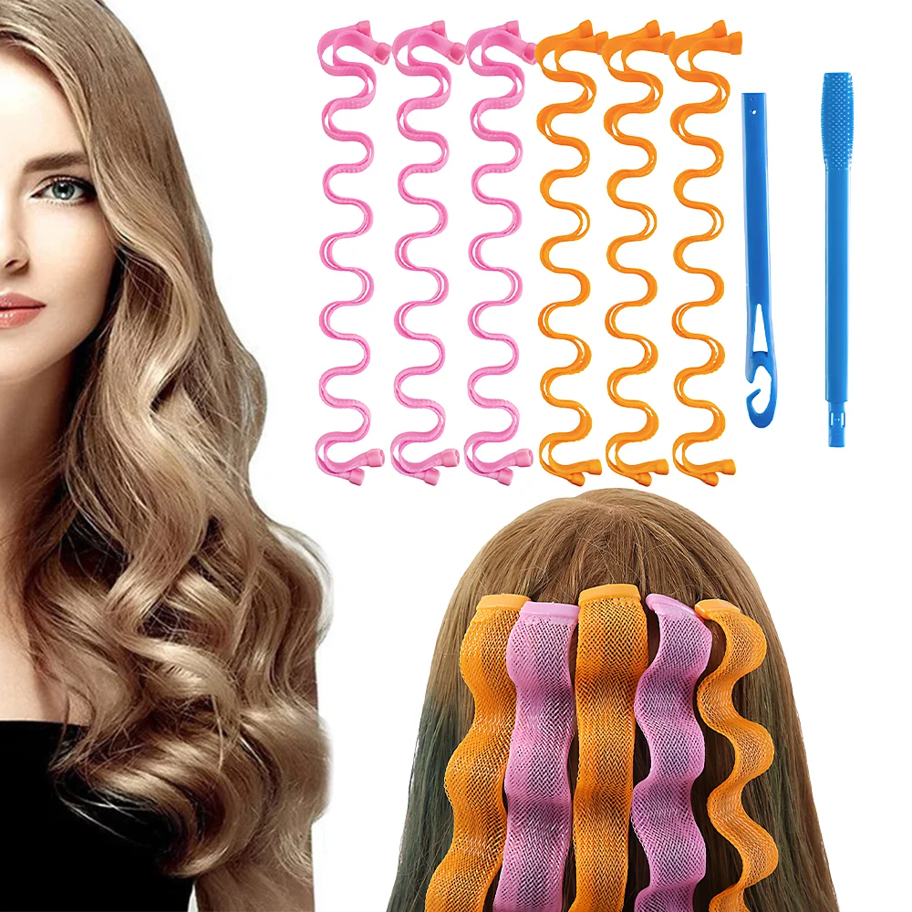 

12 шт. набор волшебных бигуди для волос, без нагрева, бигуди для волос, формирователи волн, роликовые палочки для прически, инструменты для завивки волос для женщин