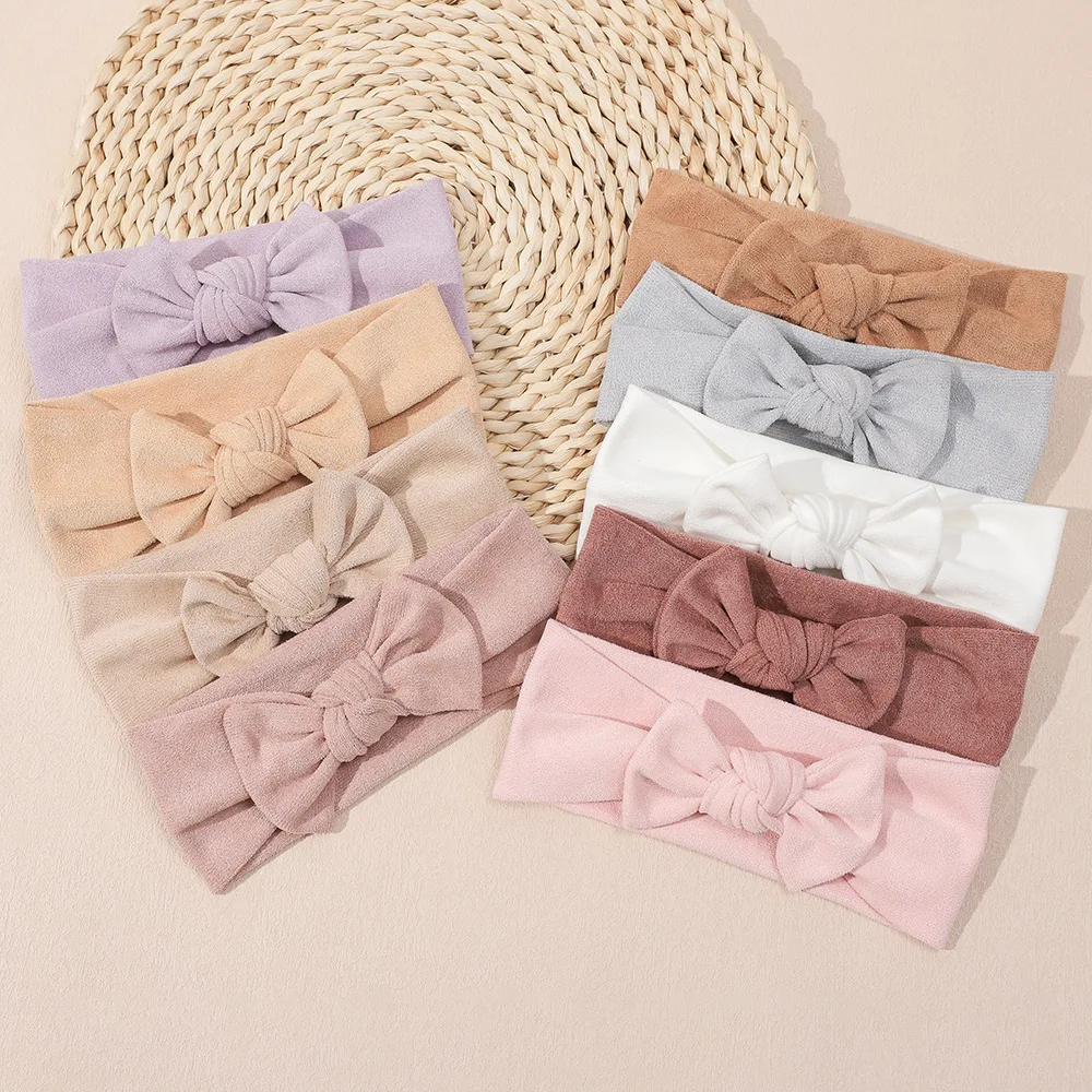 0-3T Velvet Soft Headband Baby Bow Headbands Newborn Solid Twist Bowknot Headwrap Baby Girl Bunny Bow Simple Hair Accessories