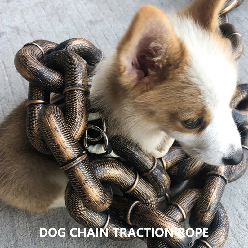 Simulation Iron Chain Pet Leash for Small to Dogs Light in Weight False Iron Chain Dog Leash Short Video Props