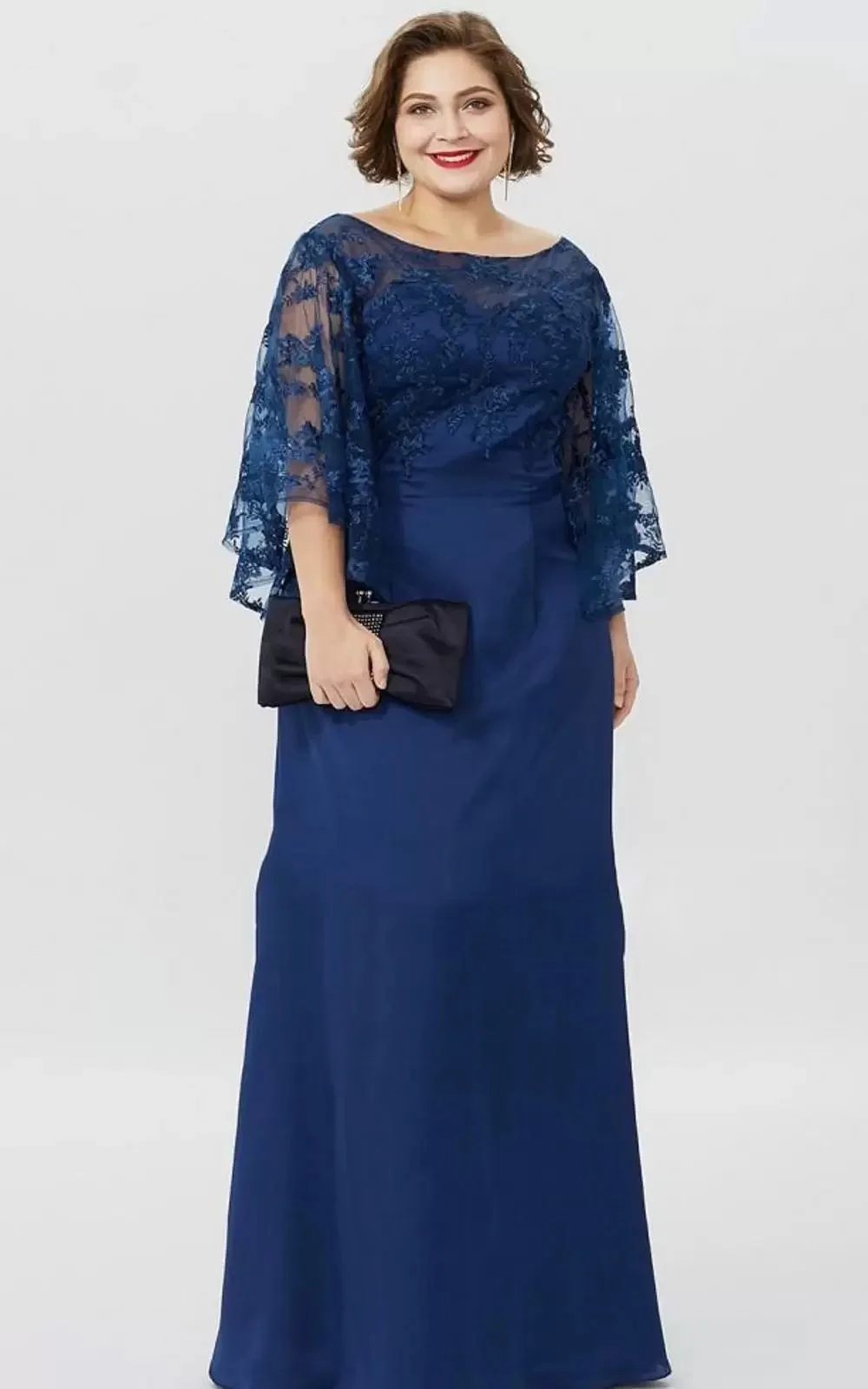 Mother of the Bride Dresses Jewel Neck Lace Applique Weddings Sweep Train Formal Gowns robes de soirée فساتين السهرة