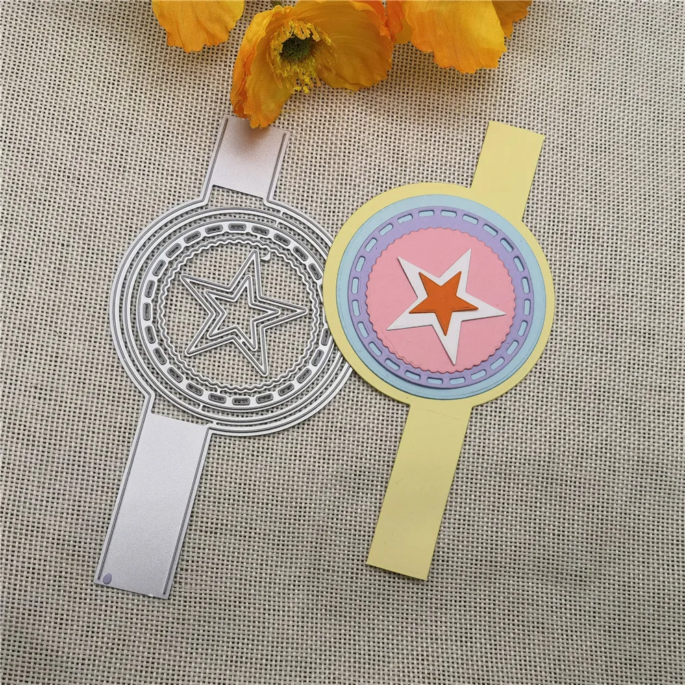 Round Border star metal cutting dies mold Round hole label tag Scrapbook paper craft knife mould blade punch stencils dies