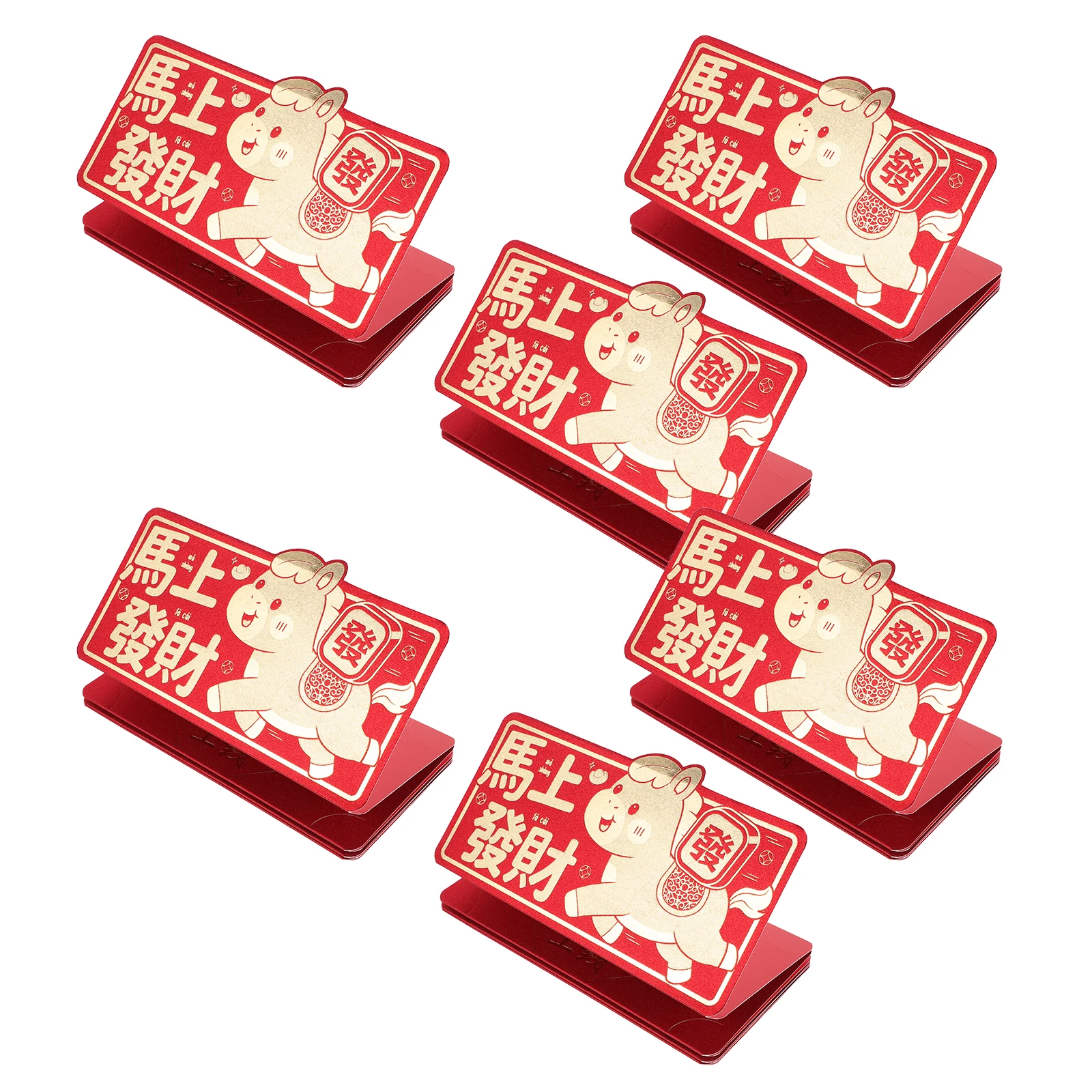 

6pcs 6 Slot Chinese Red Envelopes Expandable Lucky Money Packets Year Of The Horse 2026 Lai See Lunar New Year Gifts For Wedding