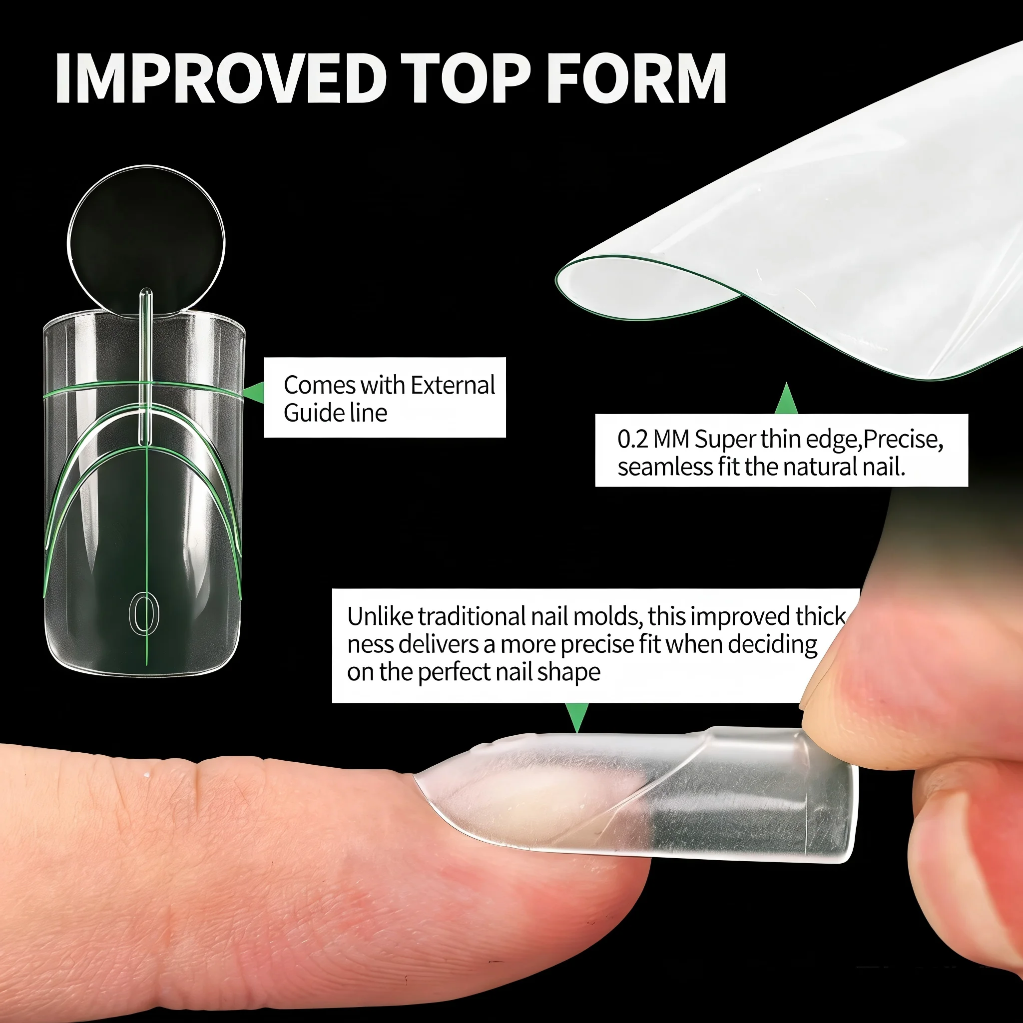 Nailpop French Line Dual Forms Nail Tips 14 Sizes Square Coffin Almond Oval Nail Extension Forms With Reusable Salon Home 140Pcs
