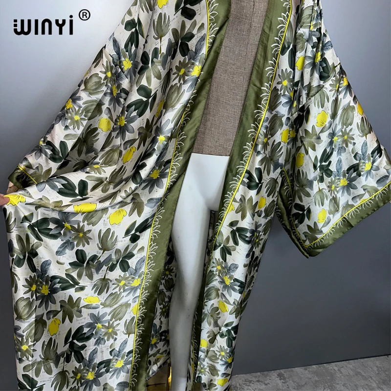 Winyi quimono africano feminino verão impressão muçulmana cardigan boêmio solto abaya casual praia cobrir boho vestido festa kaftan