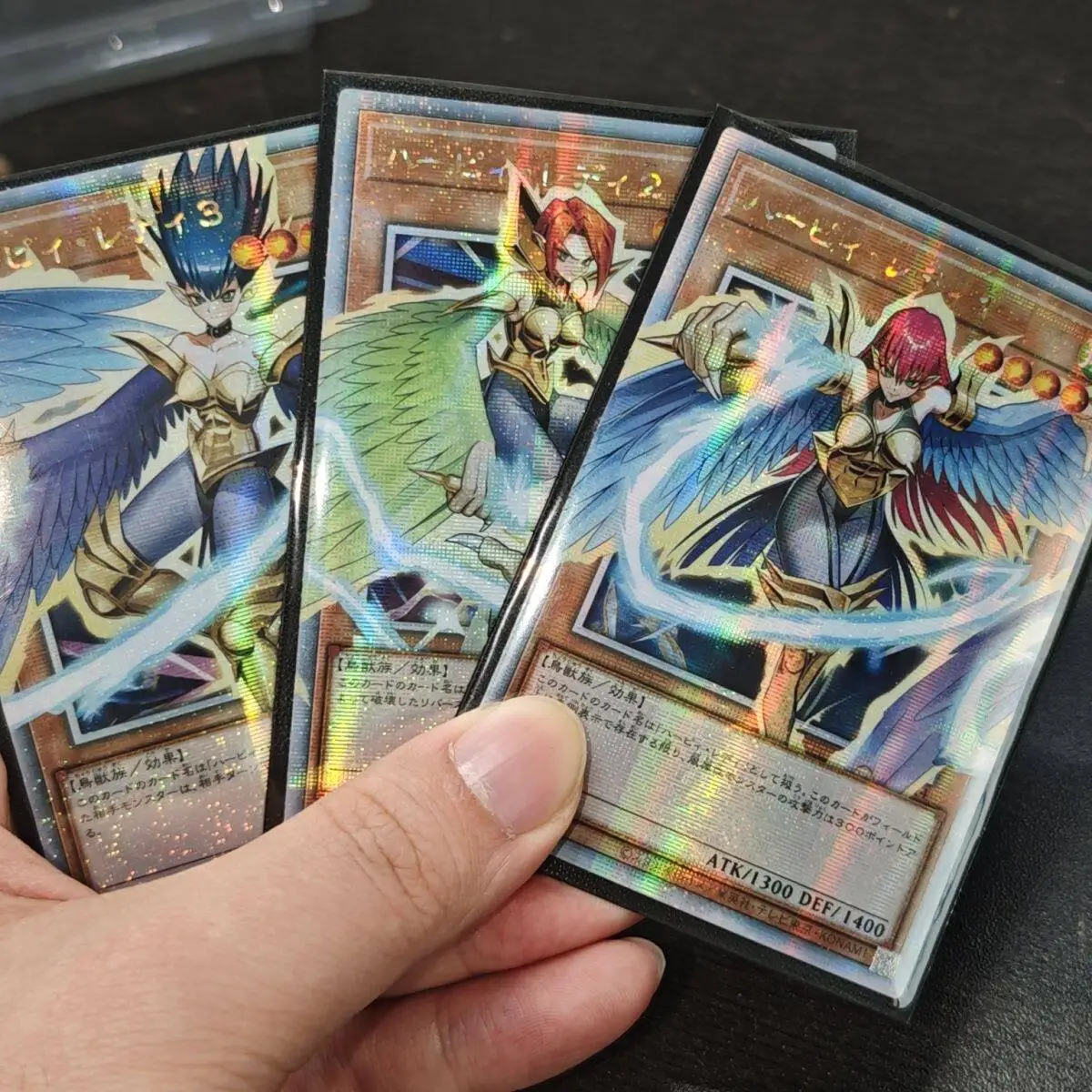 conjunto-de-3-pecas-diy-yu-gi-oh-feito-a-mao-cartao-de-colecao-harpie-lady-com-estampa-flash-em-gaze-ygo-cartoes-de-anime-harpie-lady-brinquedos-de-presente