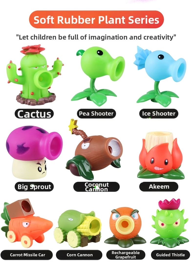 Plants VS Zombies 2 Kaktus-Erbsenschützer Kokosnuss-Kanone A.K.E.E Spielzeug-Set 6 Stile Spielfiguren Weiche Silikon-Zombies Geburtstagsgeschenk-Spielzeug – Detail 1