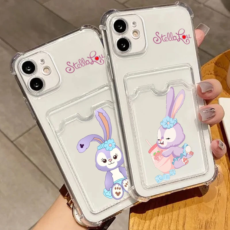 Disney StellaLou Friend Cute For iPhone 15 14 13 12 11 XS XR X 8 7 Pro Max Plus Mini Photo Card Bag Transparent Funda