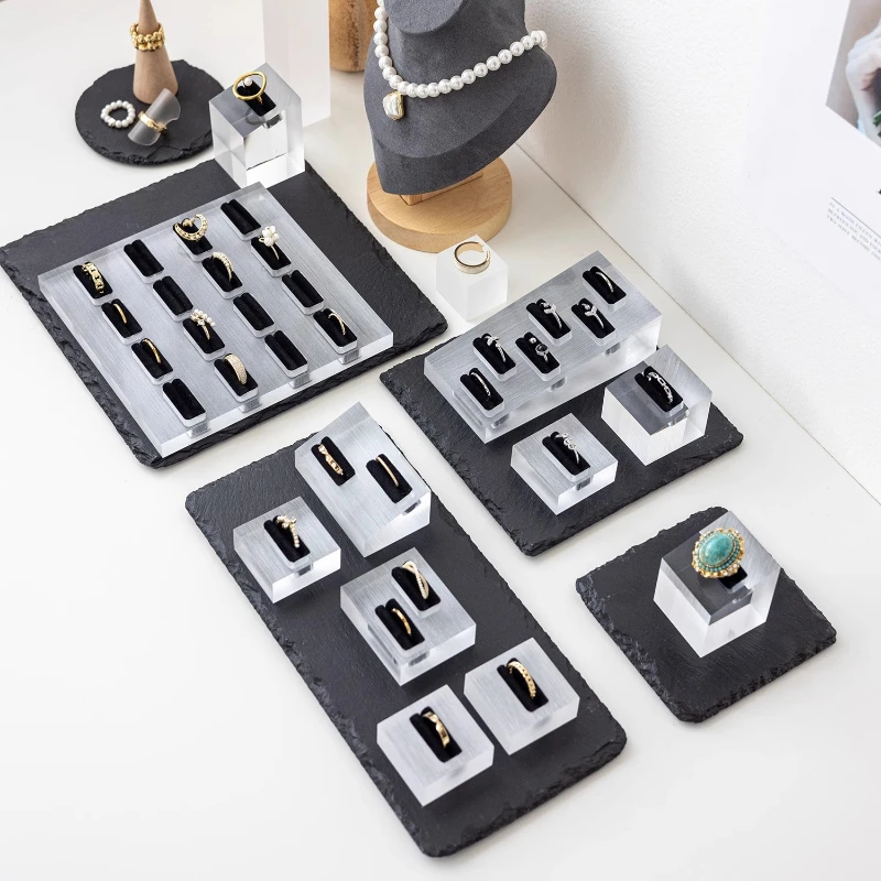 

Acrylic Ring Display Stand Counter Luxury Rings Displays Holder Shoot Fashion Ring Display Props Live Stream Rings Displays Rack