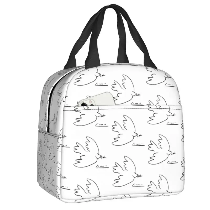 Pablo Picasso Peace Dove Insulated Lunch Bag for Women Portable Spanish Artist Cooler Thermal Lunch Tote Office Work School