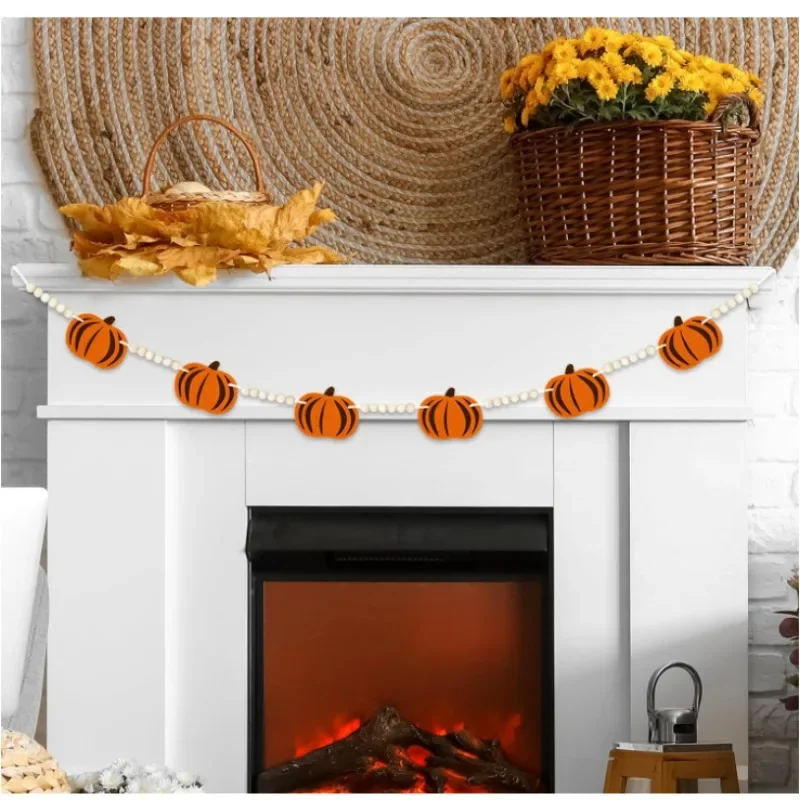 Fall Pumpkin Banner autumn Thanksgiving festival Happy Halloween eve Party Fireplace Mantle Wall home patio garden Decoration