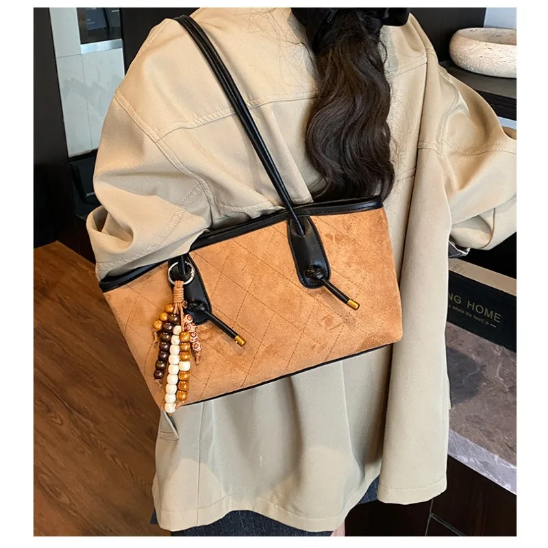 

Suede Large Capacity Commuter All-Match Shoulder Bag Fashionable Simple Women's Handbag Vintage Tote Bag
