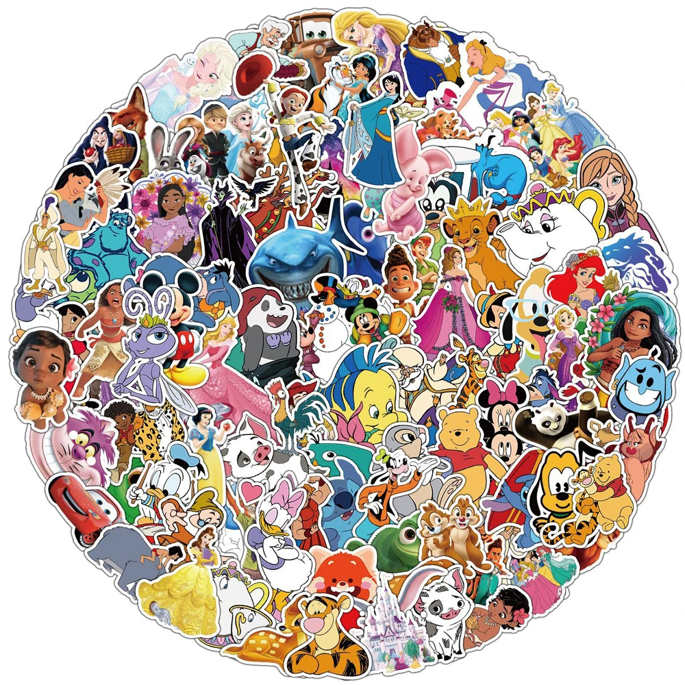 10/30/50/100PCS Disney Mix Cute Cartoon Mickey Mouse Stitch Stickers Aesthetic Laptop Skateboard Phone Car Anime Sticker Kid Toy