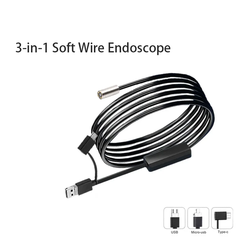 1 ميجابكسل 5.5 ملم FOV 88 °   كاميرا المنظار الصناعي لإصلاح السيارات 1.5 متر USB Type-C أندرويد 3 في 1 كاميرا المنظار الصناعي