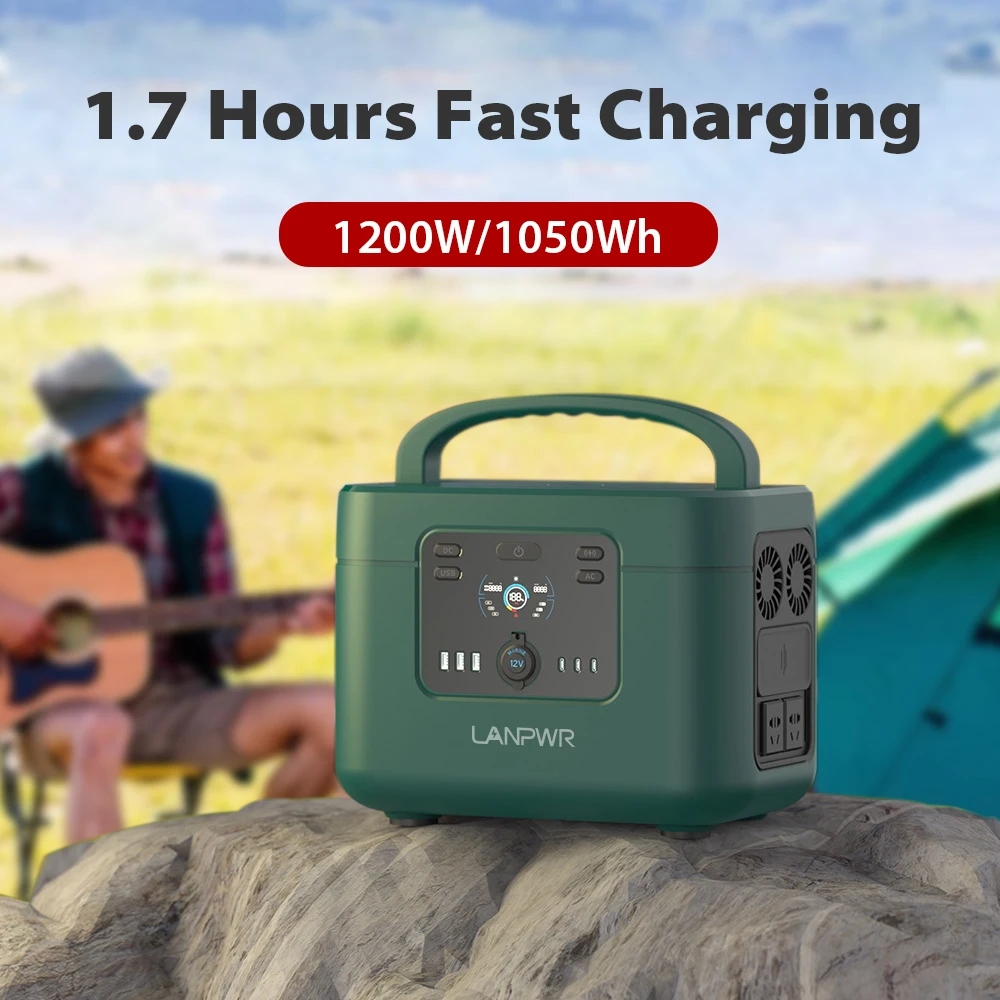 1200W Portable Battery Pack 1050Wh Power Station Solar Electric Power Generator for Outdoor Camping Emergency Power Supply