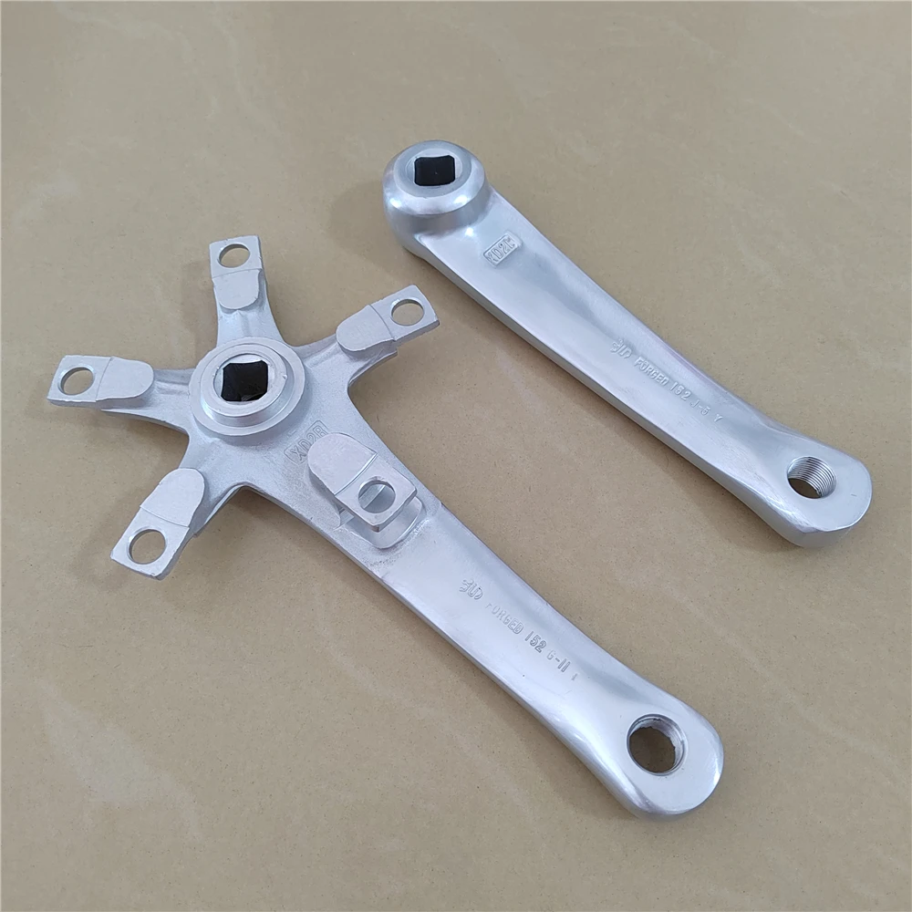Folding Road Bike Crankset BMX Parts Attachments Alloy 5 Nail Square Hole 152mm BMX 110BCD Silver