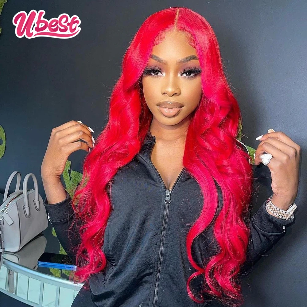 

Ubest 30 Inch 13x6 Red Color Body Wave Lace Front Human Hair Wig For Black Women 360 Lace Frontal Wig 30 Inch 13x4 Closure Wig