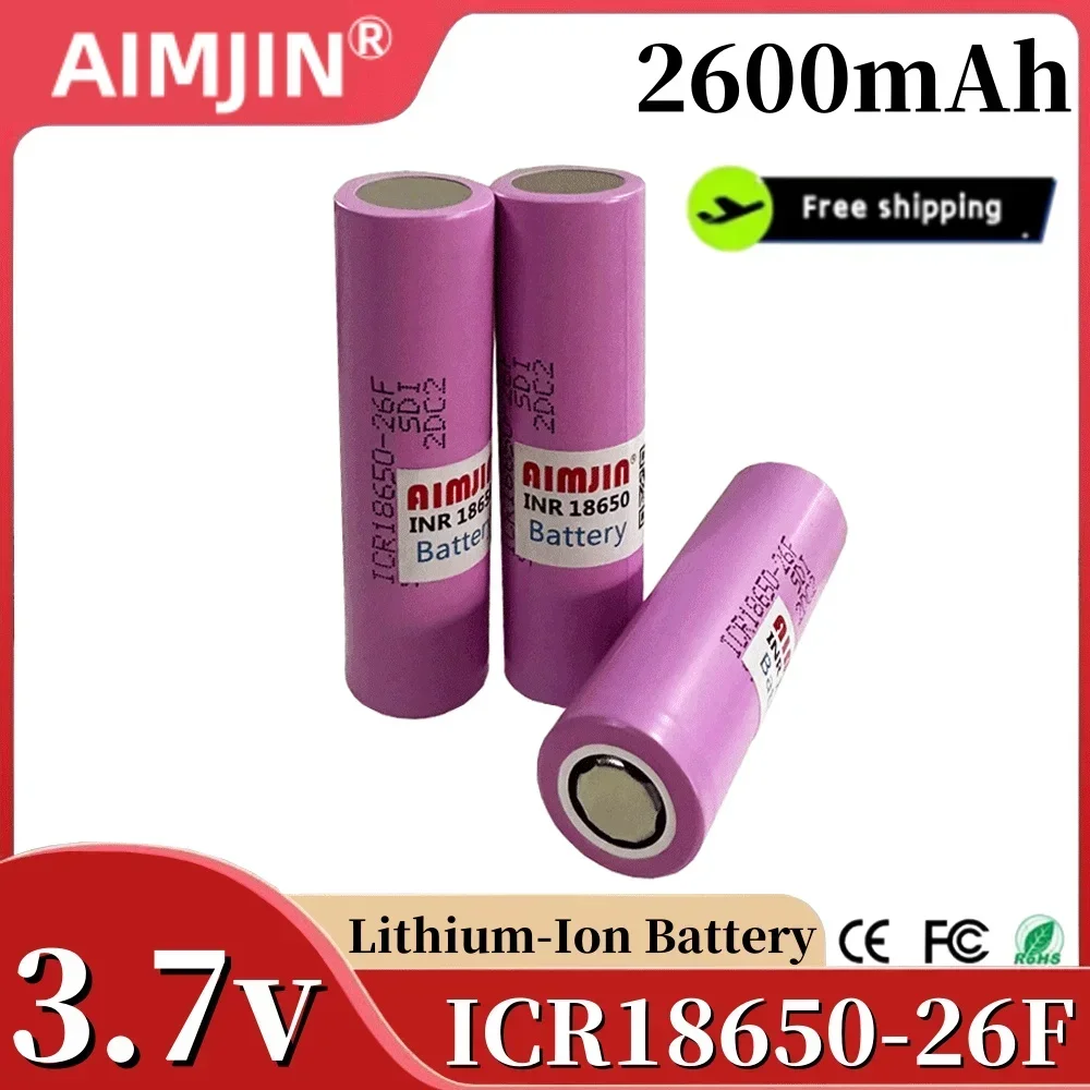 

2600mAh 3.7V ICR18650-26F Large Capacity Rechargeable Lithium Battery Suitable for All Kinds of Electronic Products+Charger