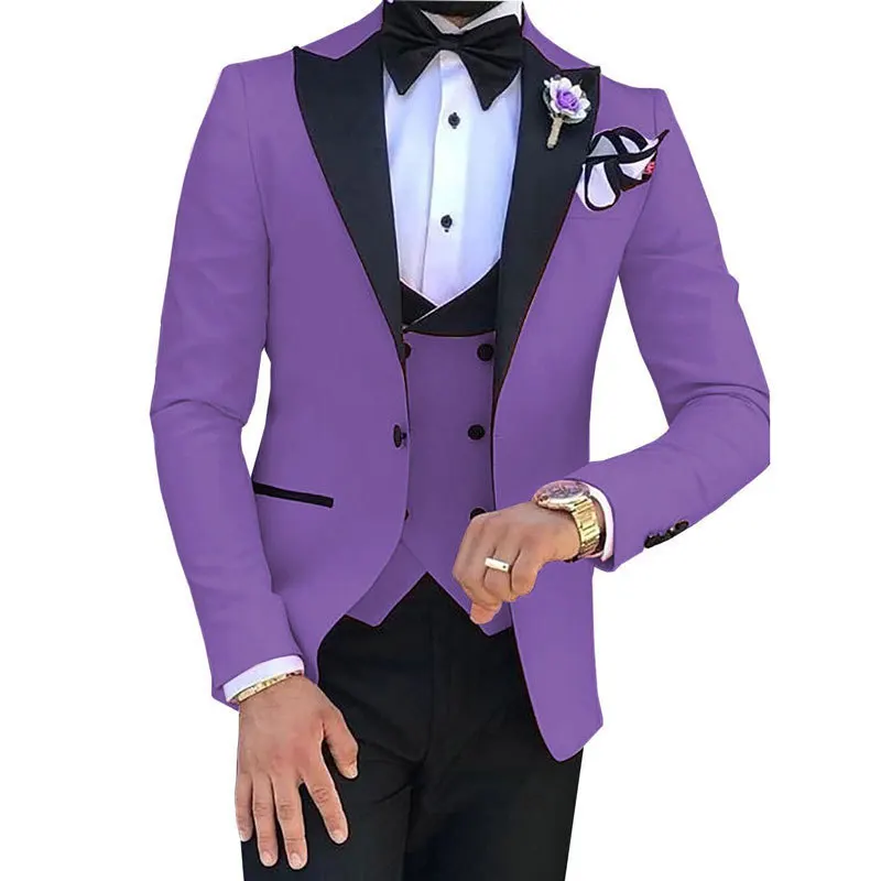 D231 completo da uomo con collo largo, abito da sposo in tre pezzi, abito da sposa, abito da uomo, abito formale versione coreana slim fit