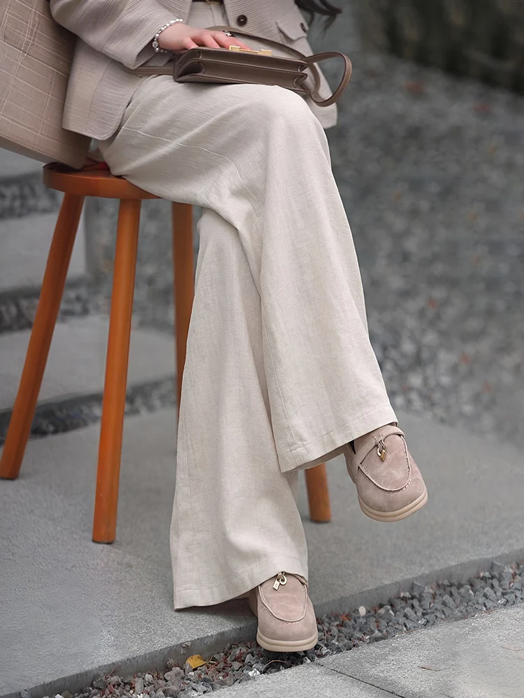 

Loose Wide Leg Suit Pants High Waist Straight Cut Casual Trousers for Women Comfortable Breathable Polyester Lyocell Blend