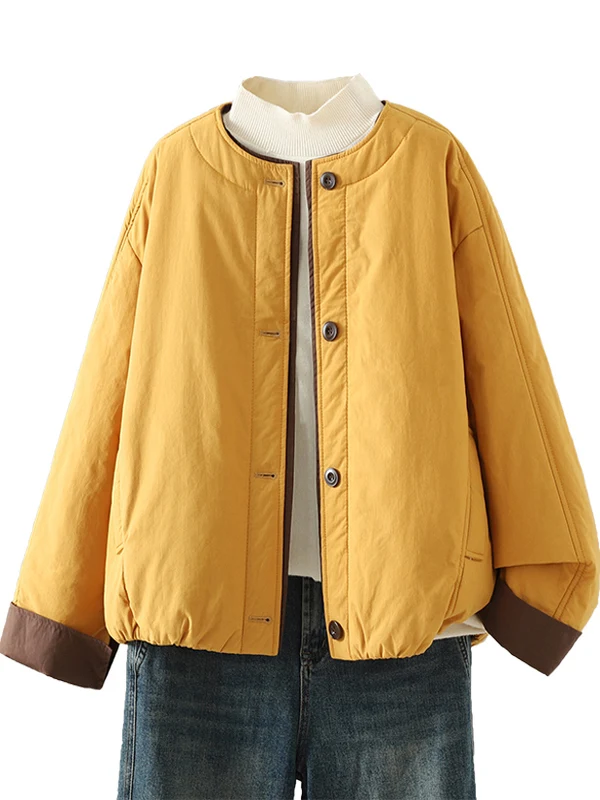 เสื้อแจ็คเก็ตผ้าฝ้ายสีพื้นสำหรับผู้หญิง ไซส์เล็ก รุ่นใหม่สำหรับฤดูหนาว คุณภาพสูง ทรงหลวม สวมใส่สบาย อเนกประสงค์ ให้ความอบอุ่น เสื้อผ้าฝ้าย