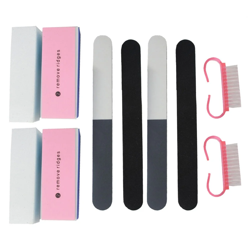 

10pcs Nail Art Tool Set Sanding Blocks Polishing Strips Brushes For Natural False Nails Manicure Remover Buffer File Emery Board