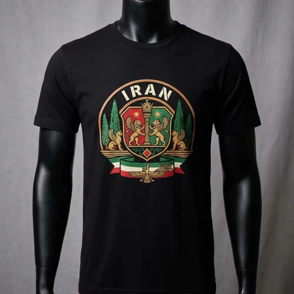 Persian Heritage T-Shirt Lion and Sun Faravahar Graphic Tee Black Cotton Clothes Fashion Creative Clothes Unisex Shirt
