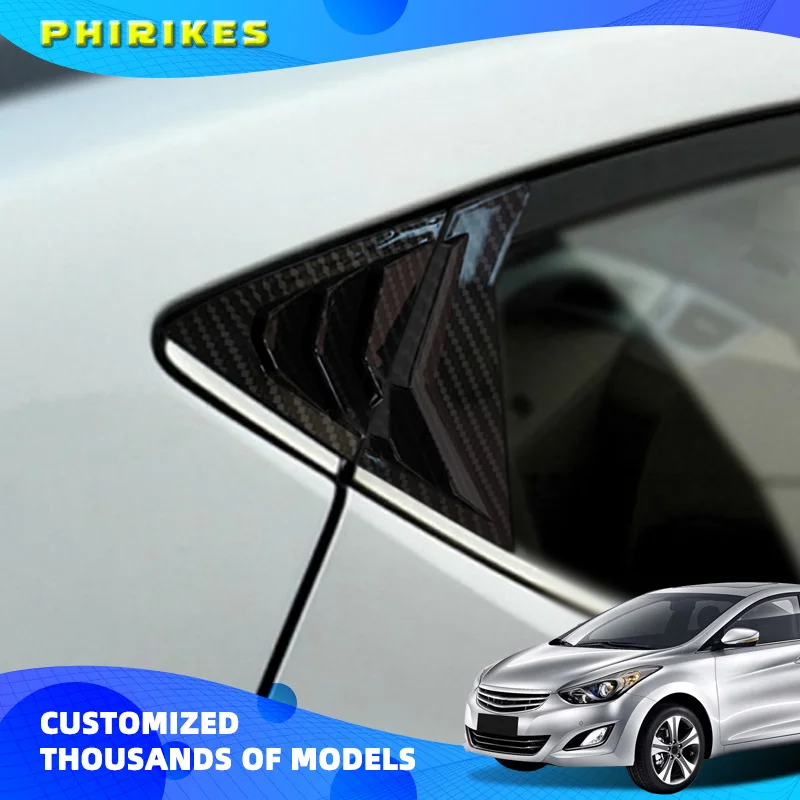For Hyundai Elantra Avante Sedan 2011-2015 Car Rear Louver Window Side Shutter Cover Trim Sticker Vent Scoop ABS Carbon Fiber
