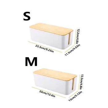 線纜管理盒、電線收納盒、延長線插座線整理盒,附竹木蓋,適用於路由器、桌面電源插座 8 最佳銷售 電線隱藏器 - №5