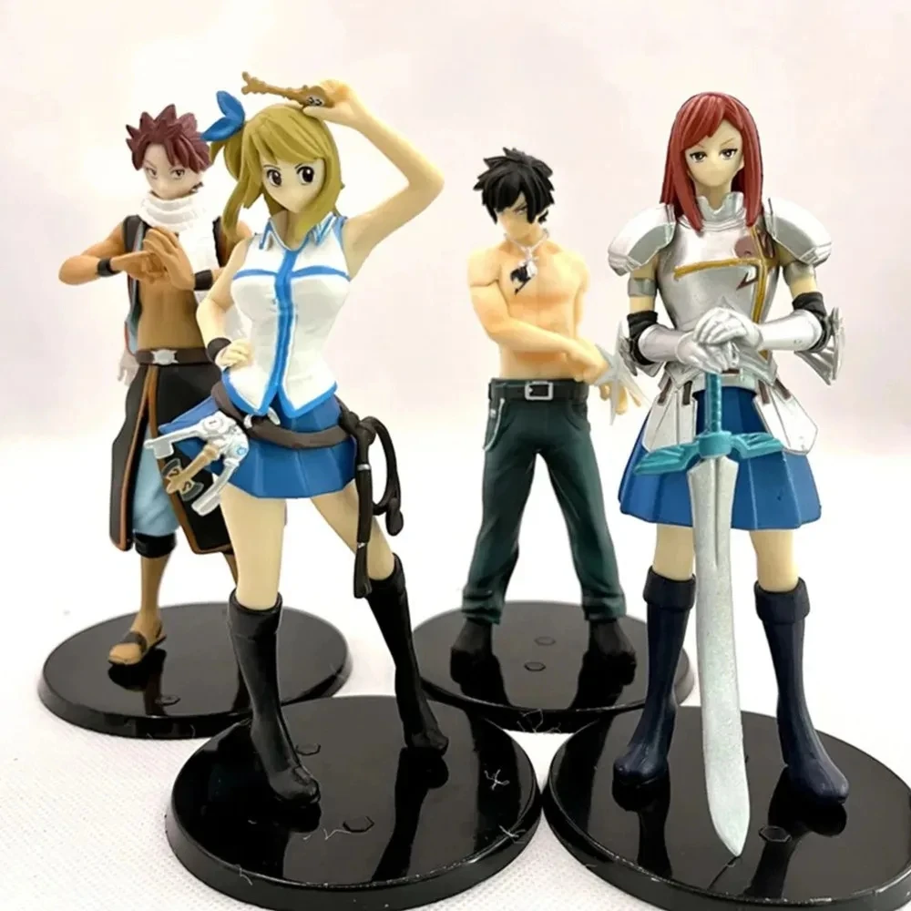 Anime Fairy Tail Lucy Heartfilia Cinza Fullbuster Erza Scarlet Etherious Natsu Dragneel Figuras de ação em PVC Estátua Modelo Brinquedos Boneca