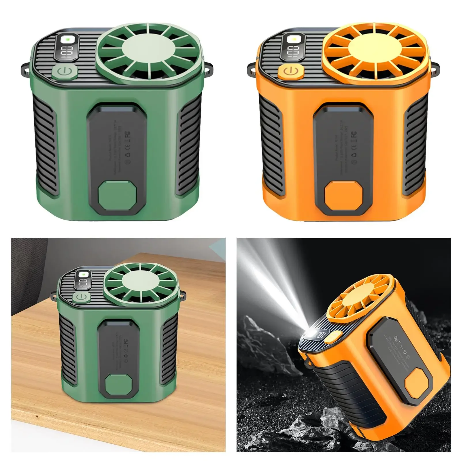 New Waist Clip Fan with Flashlight Cooling High-temperature Outdoor Work Room Welding Site Portable Waist-mounted Fan Belt Fan