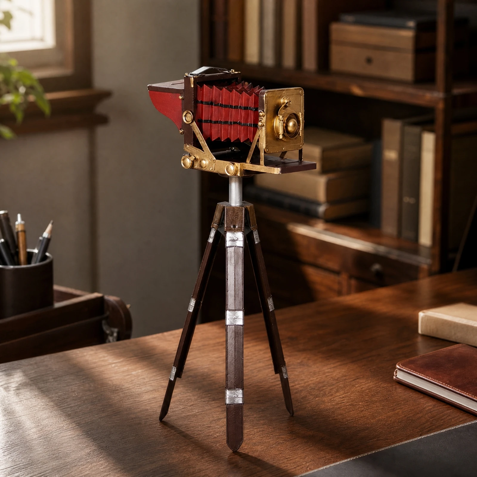 Decorative Display Piece Decorative Vintage-Style Camera Display with Tripod Tripod Base Home Décor, Theater Sets