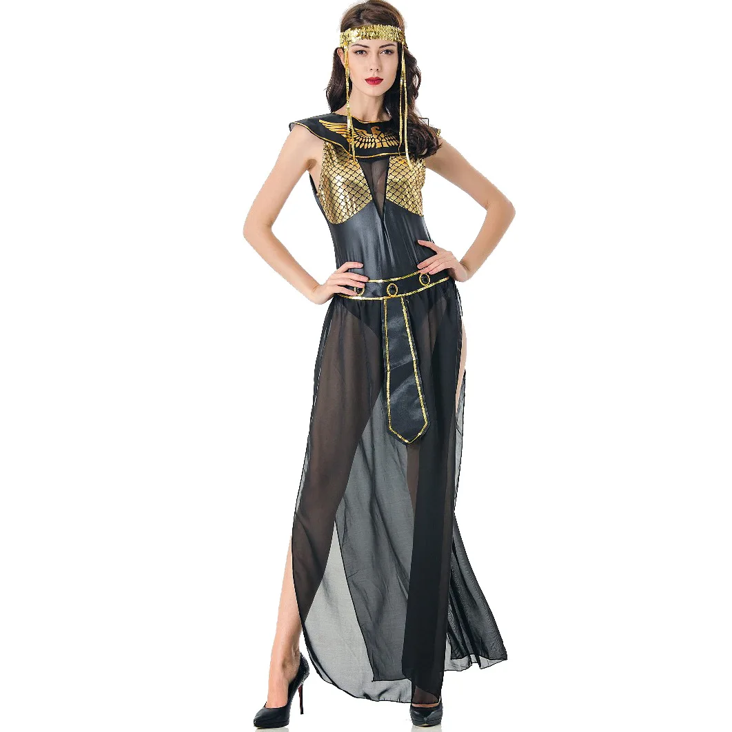 Cosplay Greek Goddess Dress Women Halloween Costume Women Egyptian Cleopatra Clothing Sexy Skirt Perspect Jumpsuit PU Leather