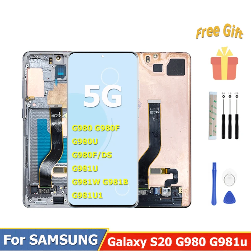 

6.2" Red Burn For Samsung Galaxy S20 SM-G981B/DS G980F LCD Display Panel Touch Screen Digitizer Assembly With Frame Repair Kits