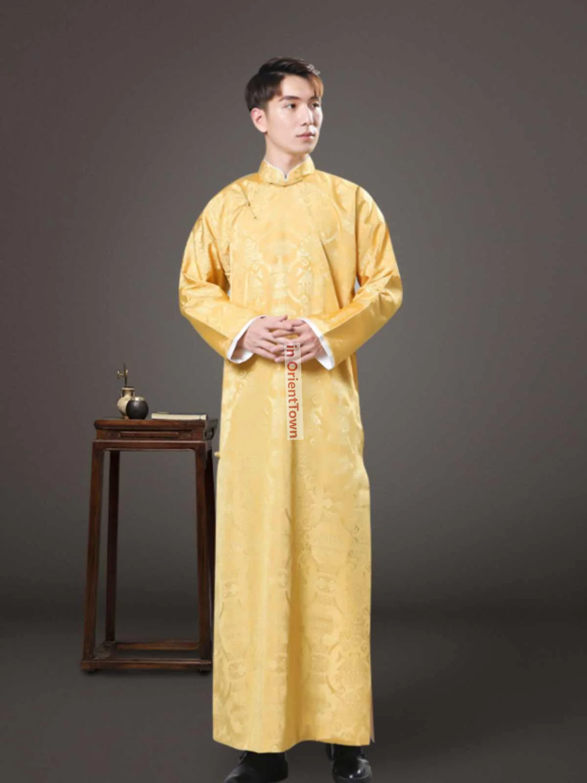 Year 1900 -1949 Wealthy Butler Long Robe Male Chinese Landlord Drama Costume Young Master Tang Costume Cross talk Gown Men TP015 - Image 6