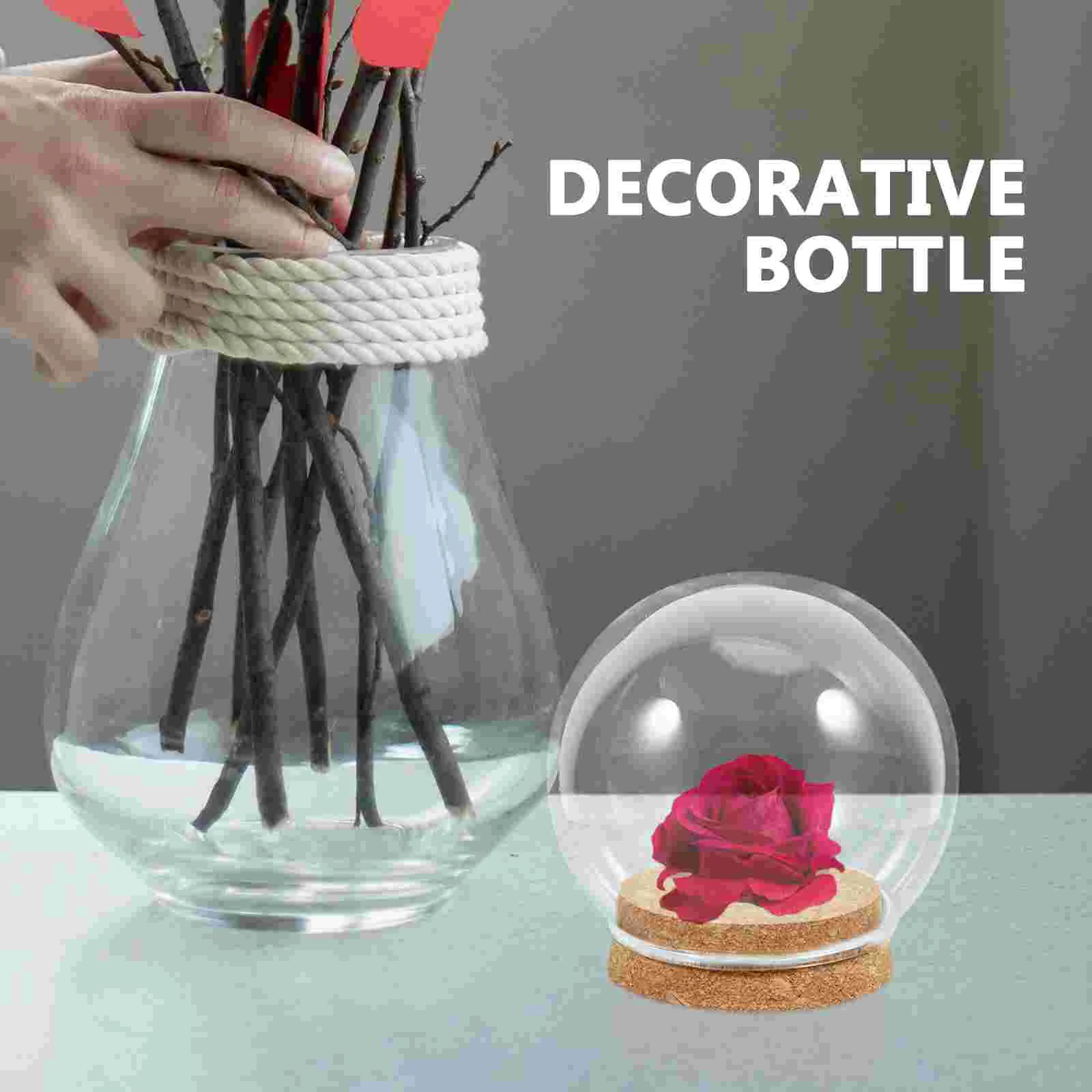 5 Pcs Novel Decor Flower Glass Landscape Cover Clear Dome Suite Vase Preserved Micro Fresh Flowers