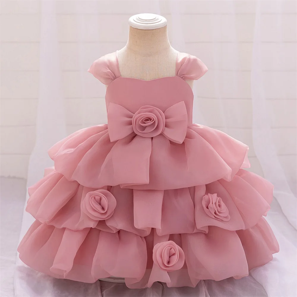 

6M-4 Years Baby Toddler Layered Ruffled Flower Girl Birthday Party Graduation Ceremony Pageant Dress