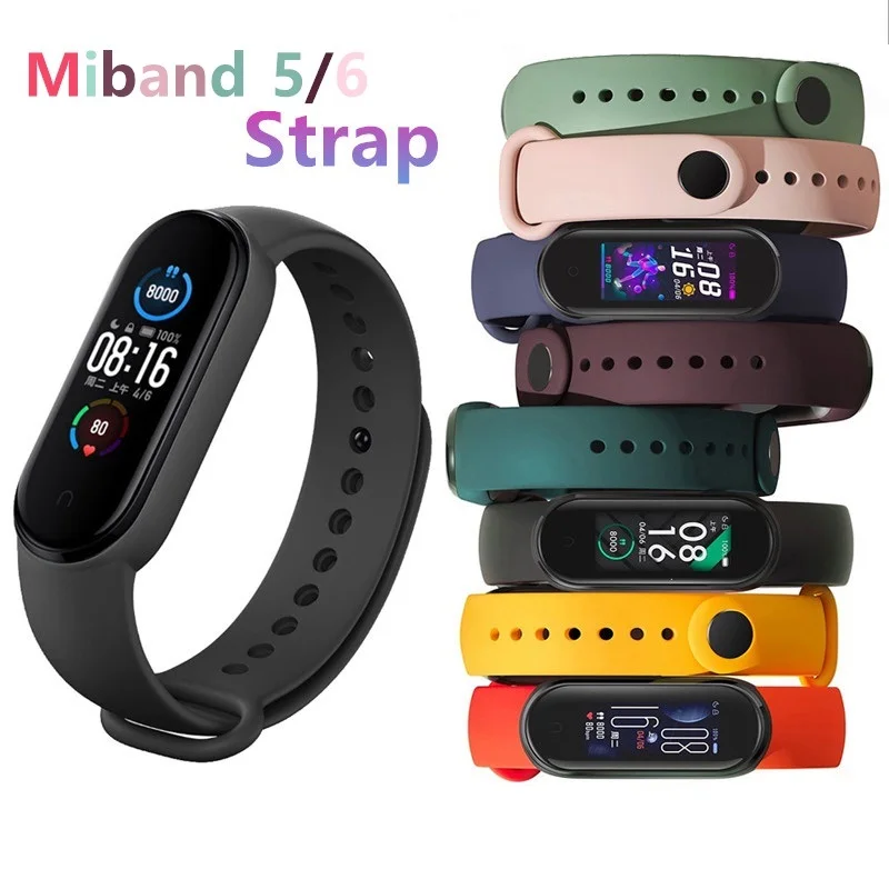 สําหรับ Mi Band 5 6 สายซิลิโคนสายรัดข้อมือ 5 สายรัดข้อมือที่มีสีสันนาฬิกาสร้อยข้อมืออุปกรณ์เสริม smartwatch