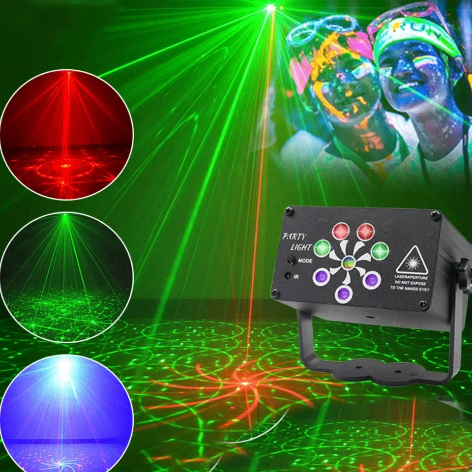 

RGB USB LED Disco Projector Lamp Mini Party Light Laser Stage Lighting Effects with UV Lamp for Home Dj Dance Floor 240 Patterns