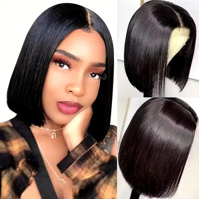 

Hot Sale Short BOB Wig T Part Lace Frontal Human Hair Pre Plucked Brazilian Human Hair For Women Glueless Wig Human Hair 180%