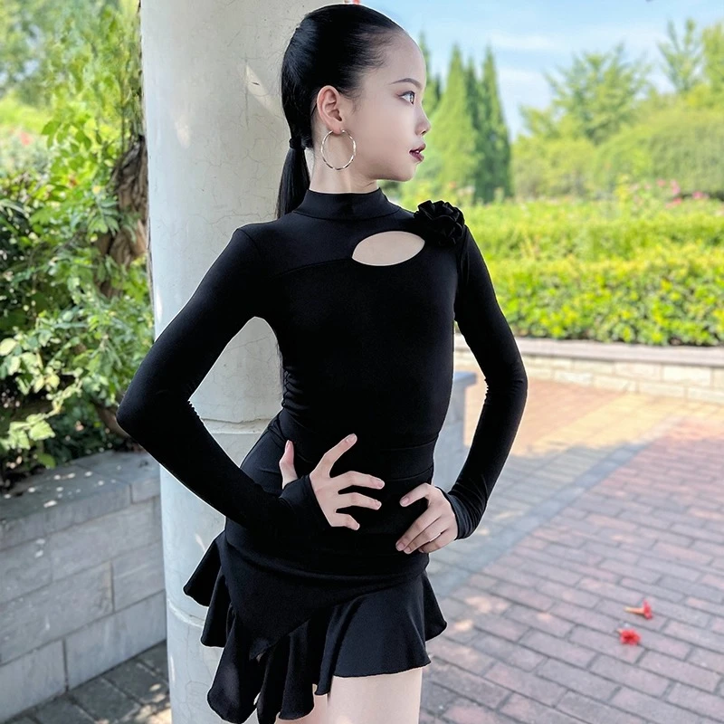 

customized children girls Latin national standard dance costume professional competition practice team performance costume