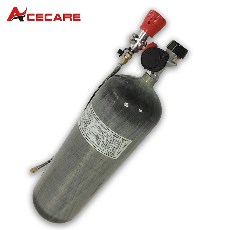 Acecare 4500psi 300Bar 9L CE Carbon Fiber Gas Cylinder HPA Compressed Air Tank With Filing Valve For Scuba Diving