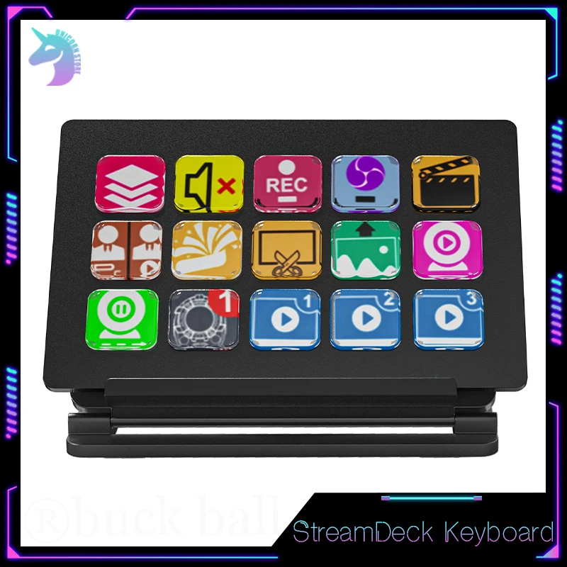 

StreamDeck Keyboard LCD Button 15Key Live Content Creation Visual Controller Button Custom For Windows/MacOS/Android/iOS Gifts