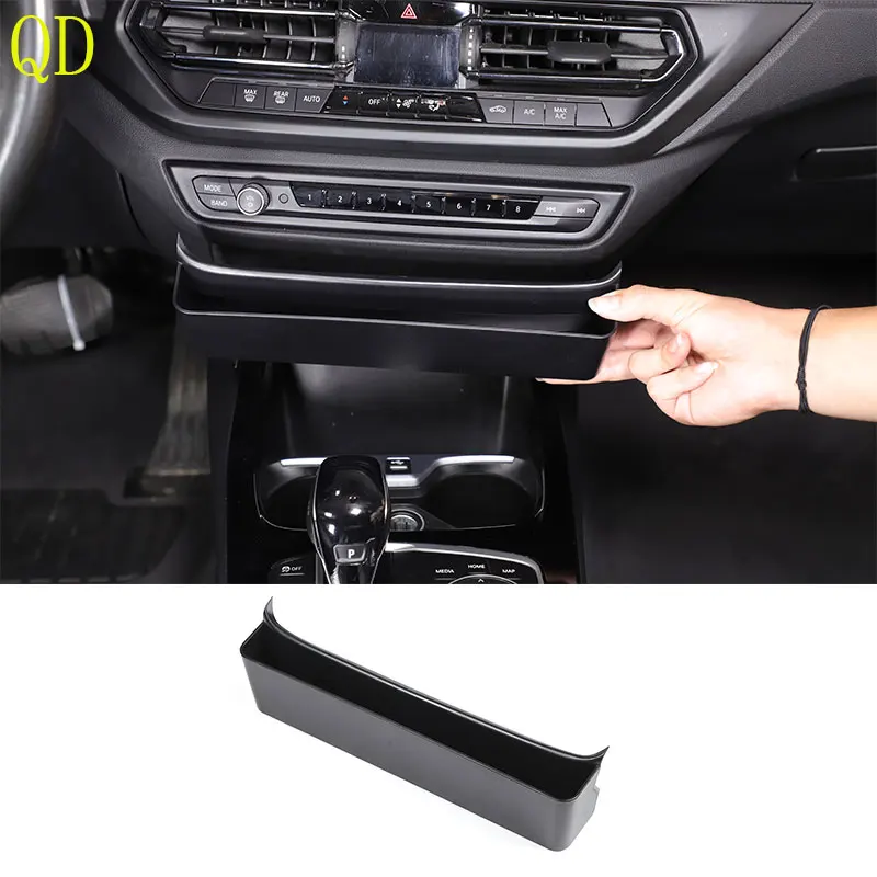 ABS Black For BMW 1 2 Series F40 F44 2020-2024 Car central control storage box mobile phone tray car interior accessories 1Pcs