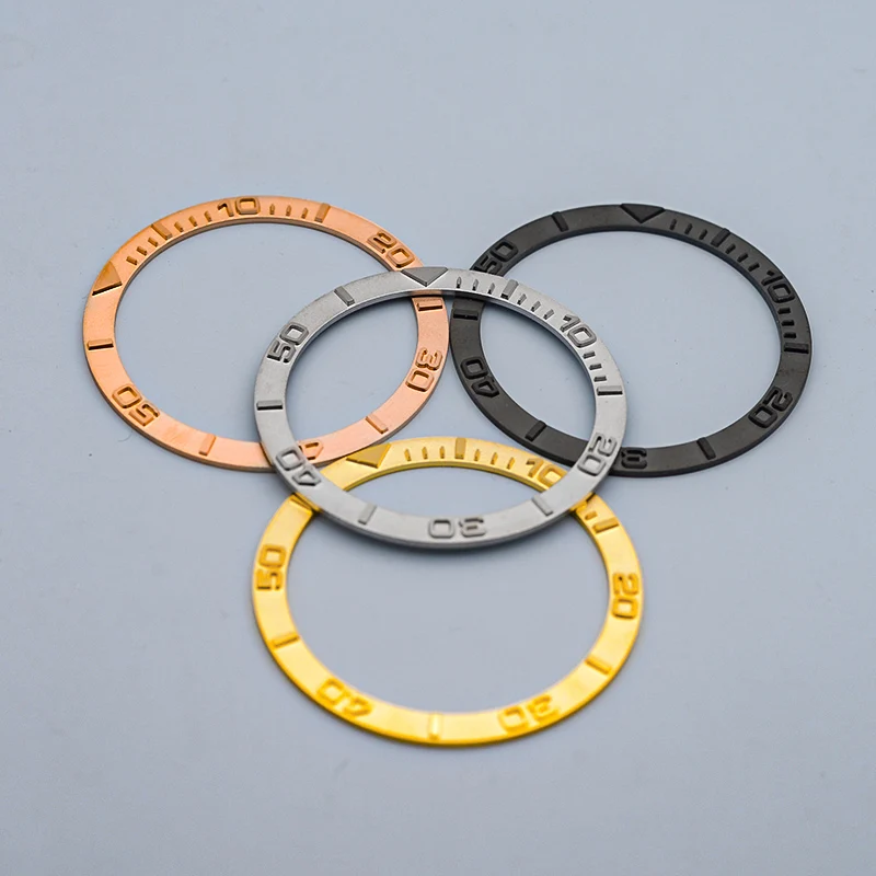 Mod 38mm*31.6mm Flat Copper Watch Bezel Insert Rings Fits Seiko SKX007 SKX009 SRPD Watch Case NH35 NH36 Movement Watch Parts