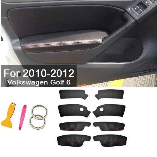 Microfiber Front / Rear Door Panels Armrest Leather Cover Protective Trim For Volkswagen Golf 6 mk6 Car Interior