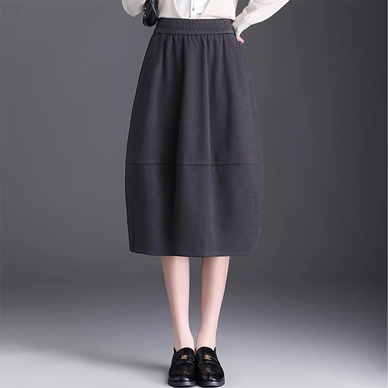 

Юбка-фонарик трапециевидной формы с высокой талией, женская шерстяная утягивающая юбка-фонарик длиной f, весна, лето, осень, новое поступление