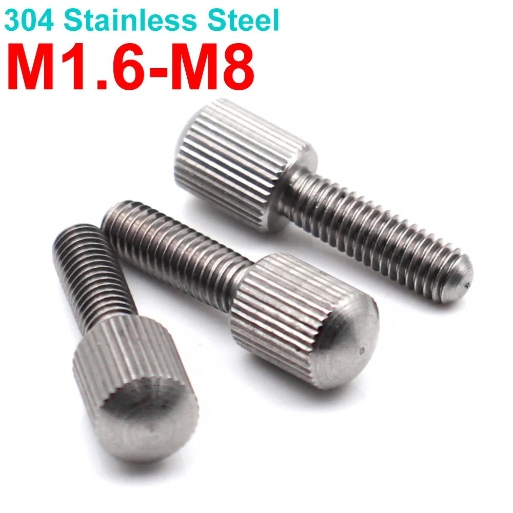

M1.6 M2 M2.5 M3 M4 M5 M6 M8 304 Stainless Steel Small Head Straight Knurled Thumb Screw GB836 Hand Tighten Adjusting Screws