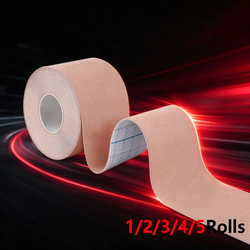 1/2/3/4/5Roll 5cmx5m Kinesiology Muscle Tape, Skin Friendly Athletic Elastic Tape, Grid Liner for Custom Cutting,Waterproof Tape