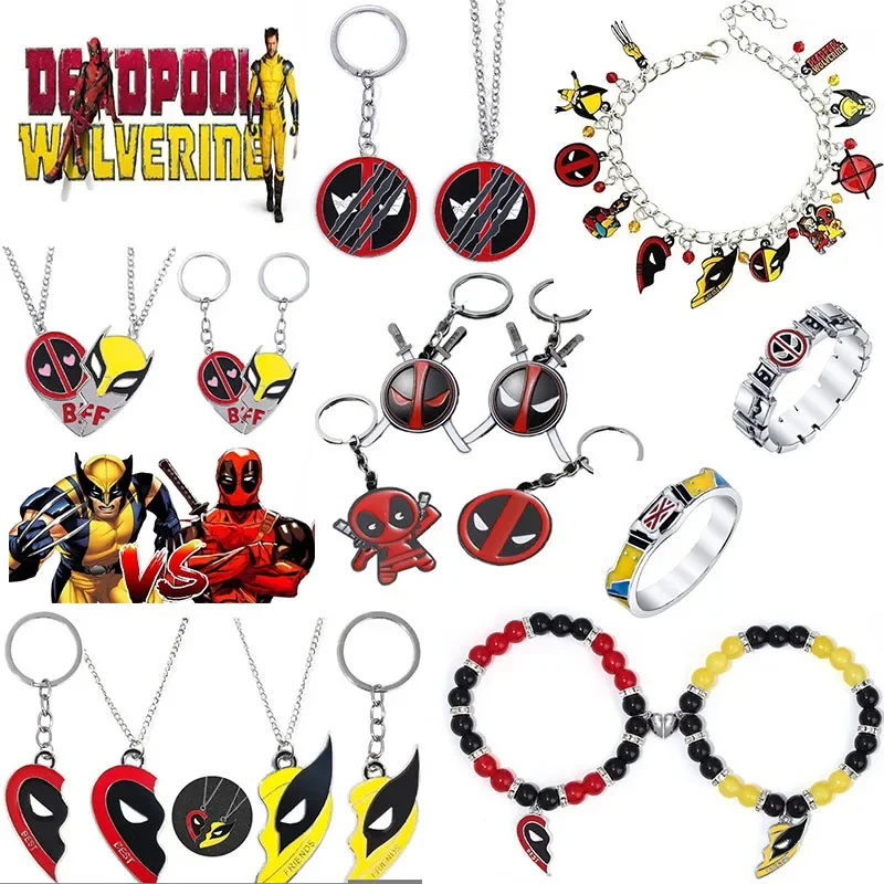Accesorios de Deadpool y Lobezno para fanáticos, collar de mejores amigos, anillo, pendiente, pulsera, regalo, 1 par