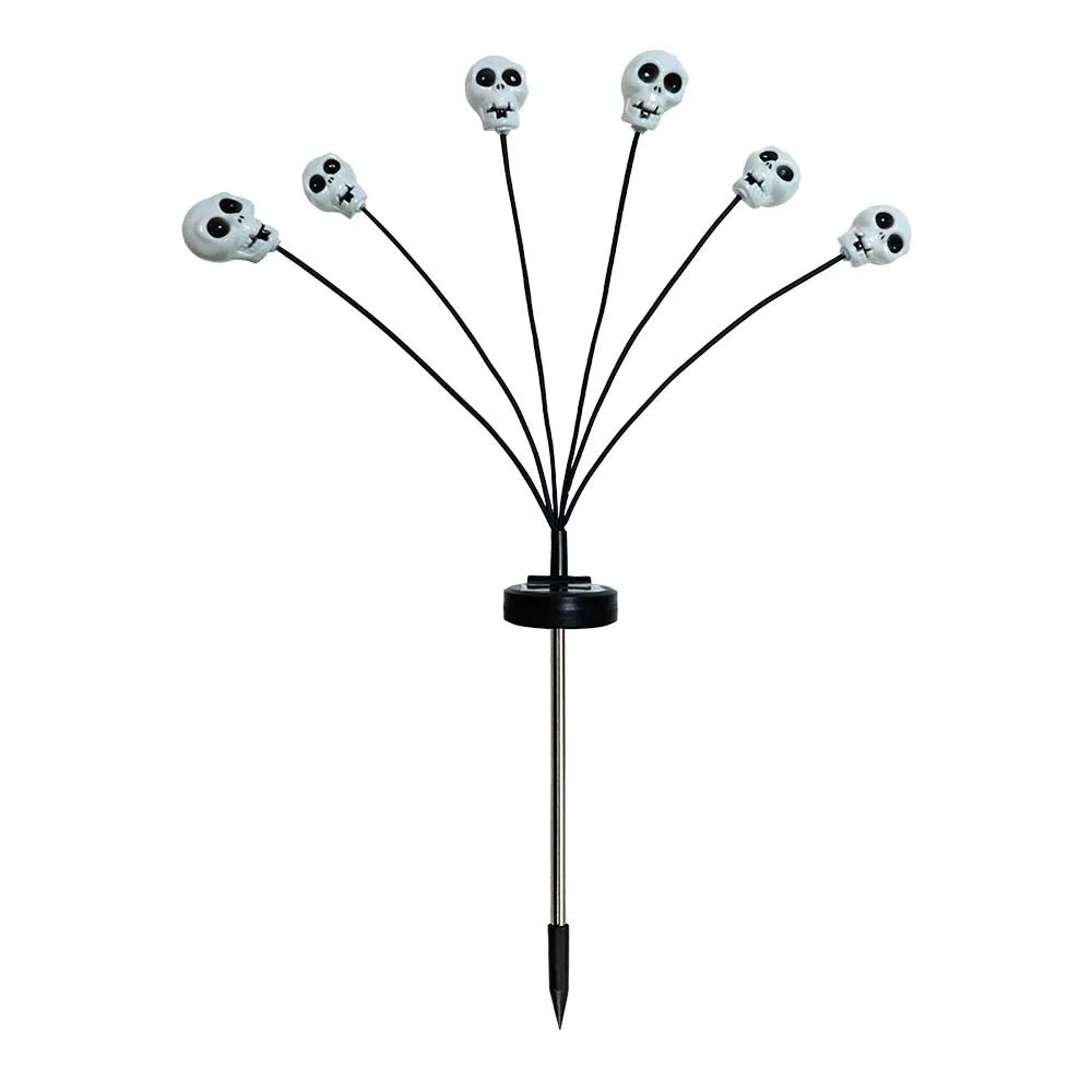 2 szt. Halloweenowe Zewnętrzne Lampy Solarne LED Halloweenowa Grimasa Czaszka Świąteczna Dekoracja Ogrodowa Nocny Horror Atmosfera